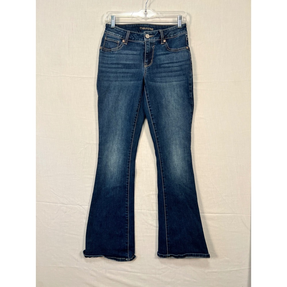 Maurices Womens Dark Wash Flare Leg Stretch Denim Jeans Size S-R 3591